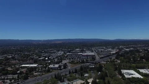 Silicon Valley Google HQ Campus, Bay and Freeway Aerial Drone Stock Footage 72803891