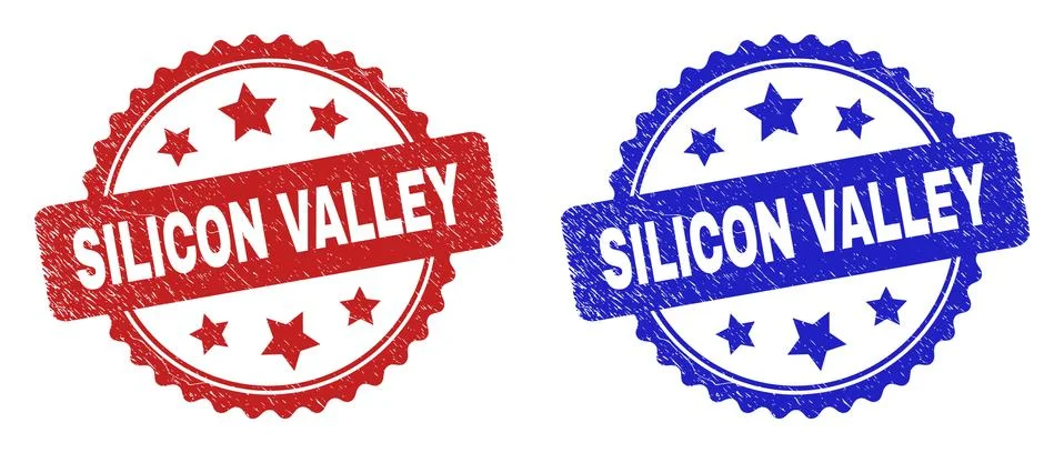 SILICON VALLEY Rosette Seals Using Corroded Texture Stock Illustration