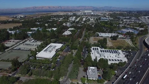 Silicon Valley Tech Buildings Campus Aerial Drone Stock Footage 73103065
