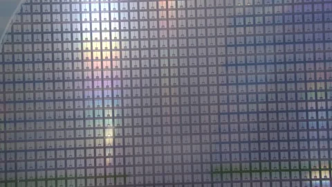 Silicon wafer for manufacturing semiconductor of integrated circuit. Video stock 328566081
