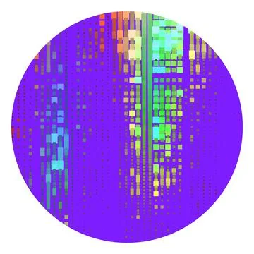 Silicon Wafer Microchip Circuit Pattern in Round Shape with Colorful Iridescent Stock Illustration