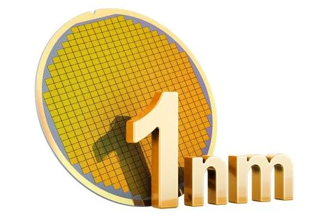 Silicon Wafer with Processor Cores, 1 nm size. 3D rendering イラスト素材