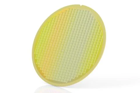 Silicon wafer with processor cores, 3D rendering Stock Illustration