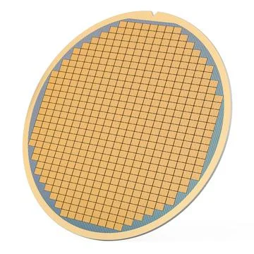 Silicon Wafer with Processor Cores, 3D rendering Stock Illustration
