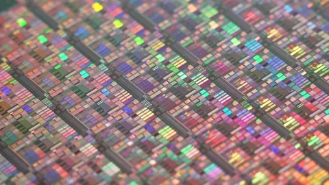 Silicon wafer reflecting different colors. Stock Footage 171018602