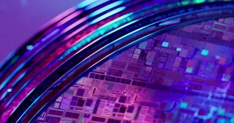 Silicon Wafer with semiconductors Stock Footage 166038247