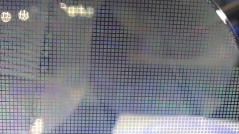 Silicon Wafers in plastic holder box,integrated circuits to manufacture Stock Footage 171736596