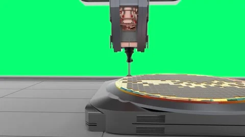 Silicon wafers with robotic arms for semiconductor manufacturing Stock Footage 336604460