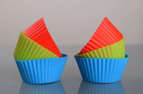 Silicone cups for muffins Stock Photos