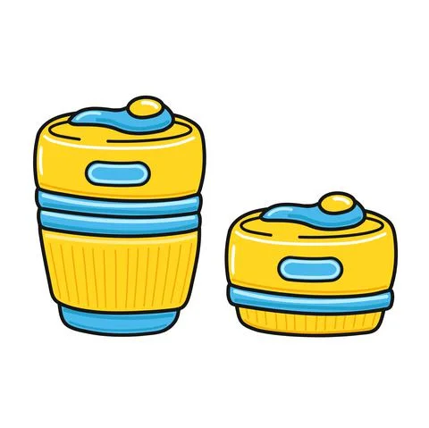 Silicone foldable cup. Vector hand drawn doodle line cartoon illustration icon Stock Illustration