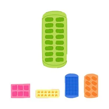 Silicone ice cube trays in various shapes Stock Illustration