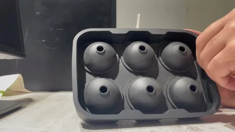 Silicone Large Round Ice Cube Tray and Sphere Square Ice Trays for Whiskey Stock Footage 237552890