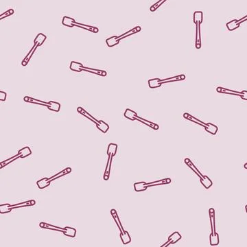 Silicone spatula kitchen cookware line vector seamless pattern Stock Illustration