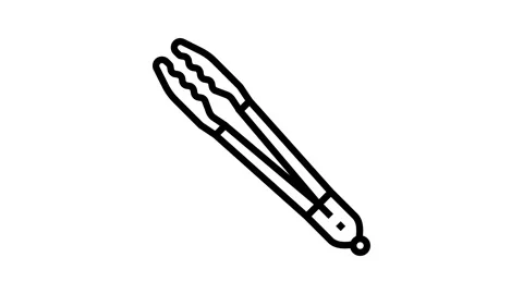 Silicone tongs kitchen cookware line icon animation Stock Footage 326135904