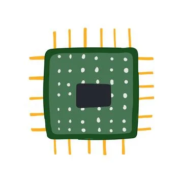 Silintegrated microchip cartoon vector illustration Stock Illustration