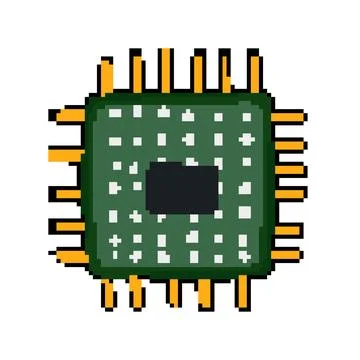 Silintegrated microchip pixel art vector illustration Ilustración de archivo