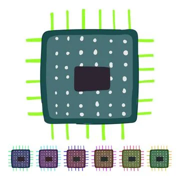 Silintegrated microchip vector cartoon graphic Ilustración de archivo