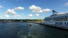 Silja Line ferry docked in port of Visby... | Stock Video | Pond5