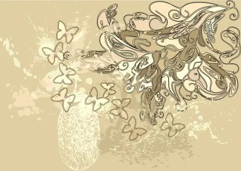 Silk and butterfly Stock Illustration