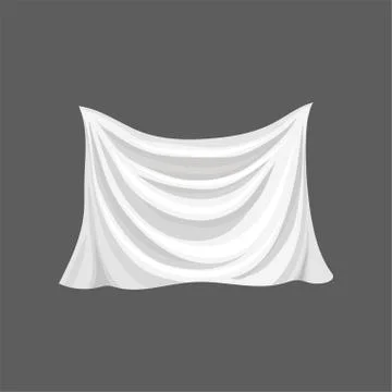Silk bed sheet. White satin cloth with gray shadows. Soft fabric material Stock Illustration
