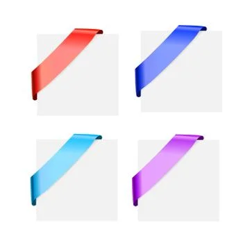 Silk corner ribbons multicolor set - Vector design elements for design Stock Illustration