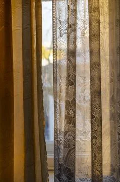 Silk curtains on the window Photos