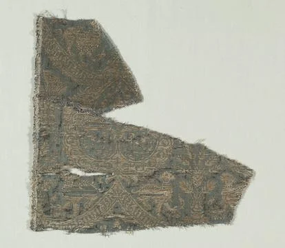 Silk with Dogs and Arabic Script in Swaying Bands, 1370-1400. Italy, last t.. 写真素材