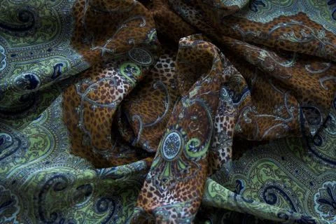 Silk  fabric with easten pattern Stock Photos