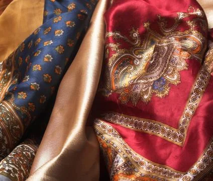 Silk fabrics Stock Photos