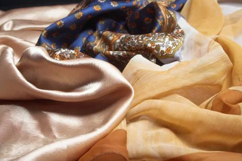 Silk fabrics. Stock Photos