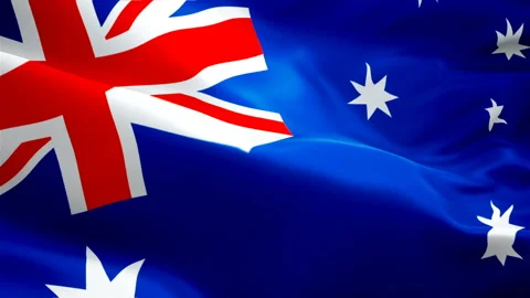 Silk Flag Animation of Australia flag video waving in wind. Realistic Australian Stock Footage 102953135