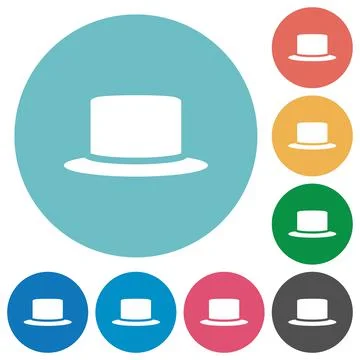 Silk hat flat round icons Stock Illustration