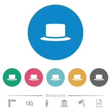 Silk hat flat round icons Stock Illustration