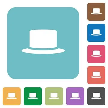 Silk hat rounded square flat icons Stock Illustration