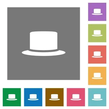Silk hat square flat icons Stock Illustration