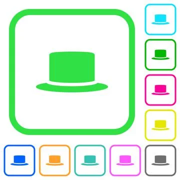 Silk hat vivid colored flat icons Stock Illustration