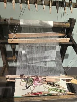 Silk Making Process, Traditional Sericulture and Weaving Stock Photos