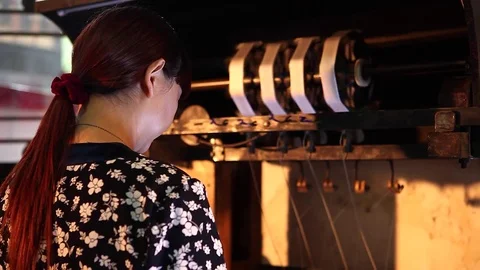 Silk Making, traditional way Stock Footage