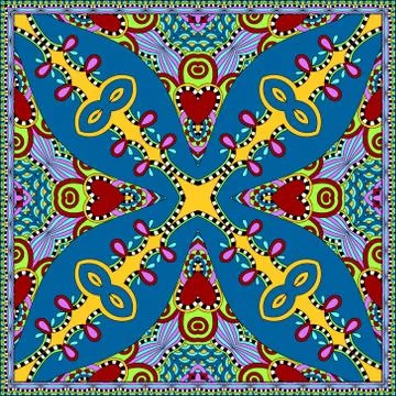 Silk neck scarf or kerchief square pattern design in ukrainian k イラスト素材