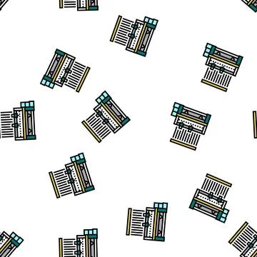 Silk production machine vector seamless pattern Stock Illustration