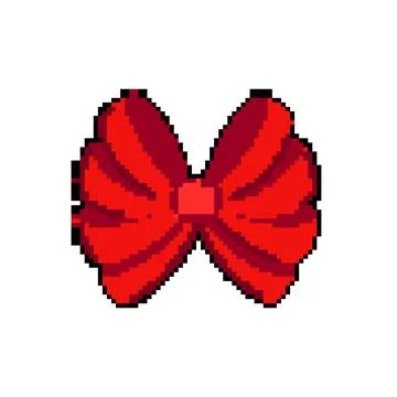 Silk red bow pixel art vector illustration Stock Illustration
