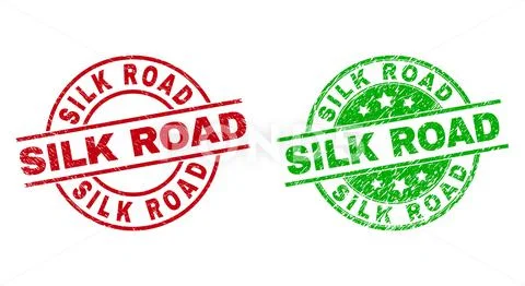 SILK ROAD Round Badges Using Unclean Texture Illustration #151721924