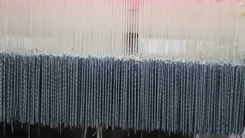 Silk Sarees prepared for weaving process Stock Footage 105066323