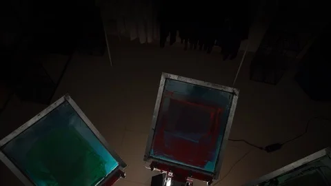 Silk screen printing carousel Stock Footage 104542968