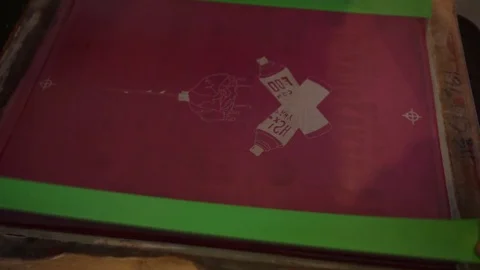 Silk Screen printing manufacturing on t-shirts print Stock Footage 76842634