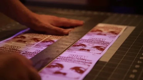 Silk Screen printing manufacturing on t-shirts print Stock Footage 76842710