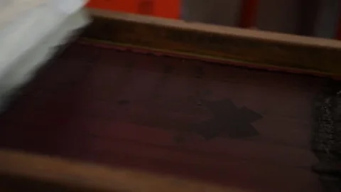 Silk Screen printing manufacturing on t-shirts print Stock Footage 76843940