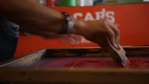 Silk Screen printing manufacturing on t-shirts print Video stock 76844029
