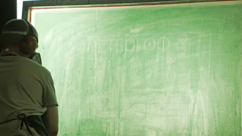 Silk screen printing process - cleaning a screen with water. Video stock 96174497