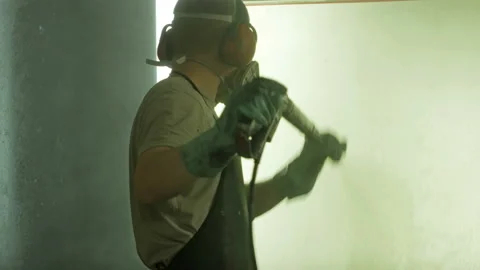 Silk screen printing process - cleaning a screen with water. Video stock 96176281